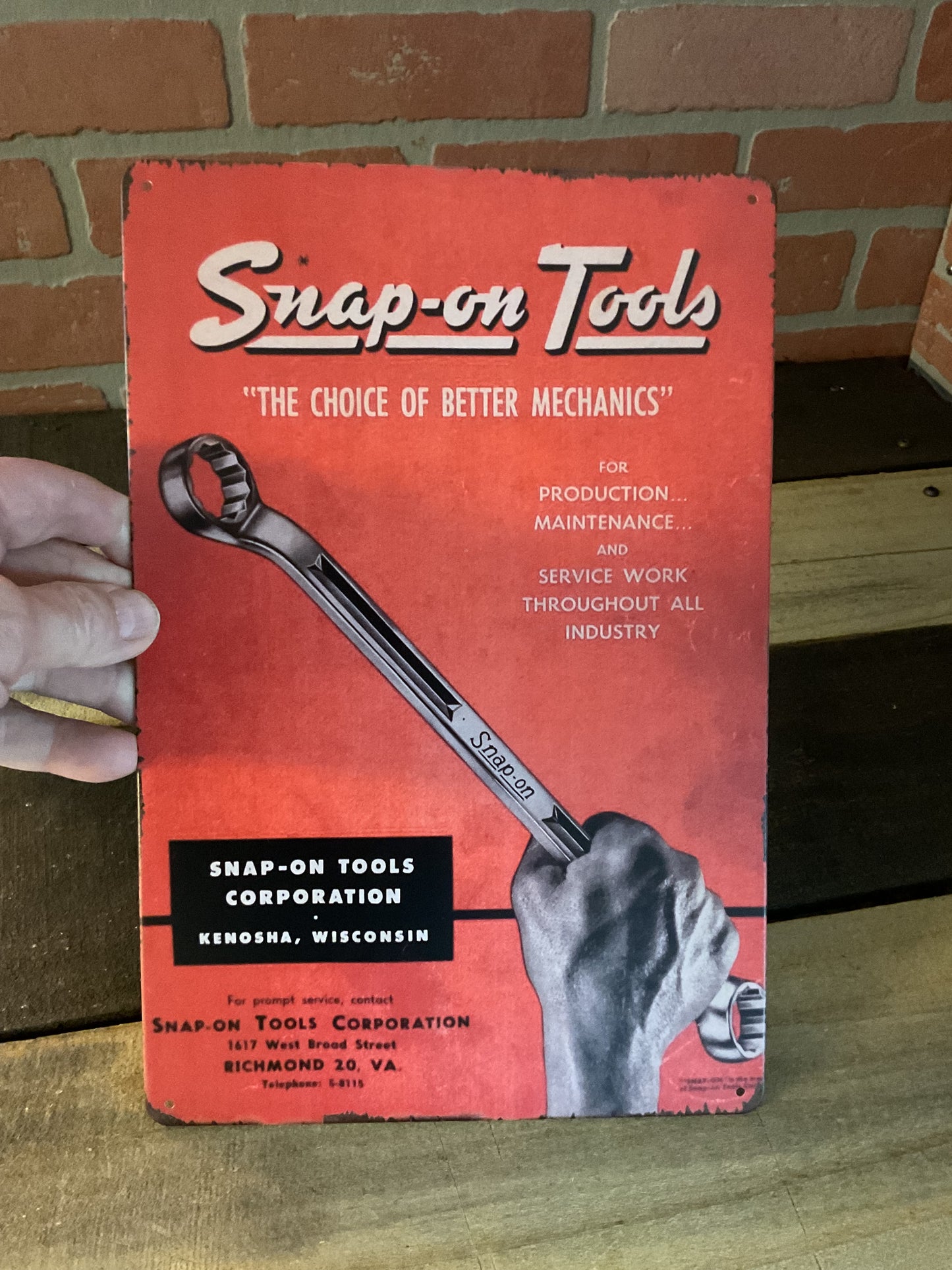 8"x12" Vintage Style Snap On Tools Advertising Sign