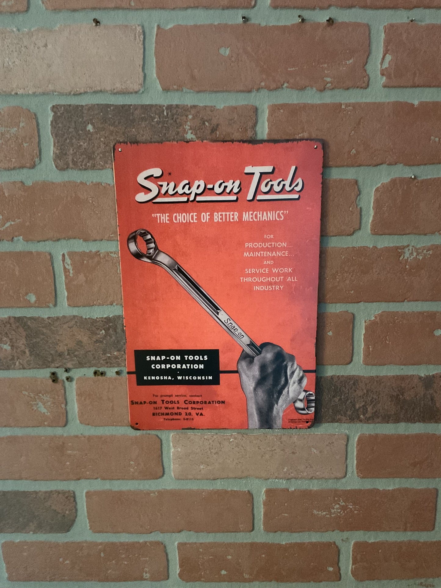 8"x12" Vintage Style Snap On Tools Advertising Sign