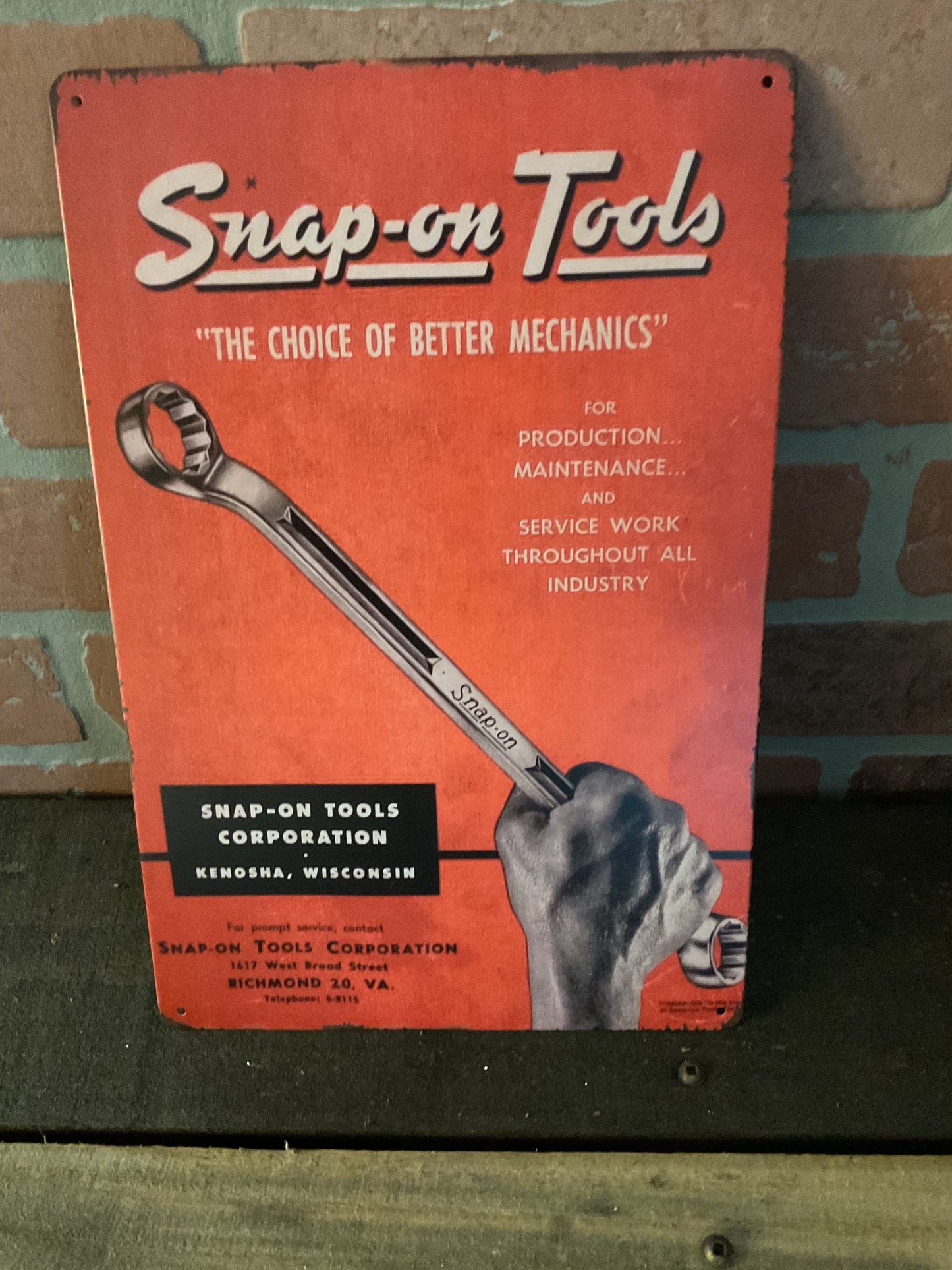 8"x12" Vintage Style Snap On Tools Advertising Sign