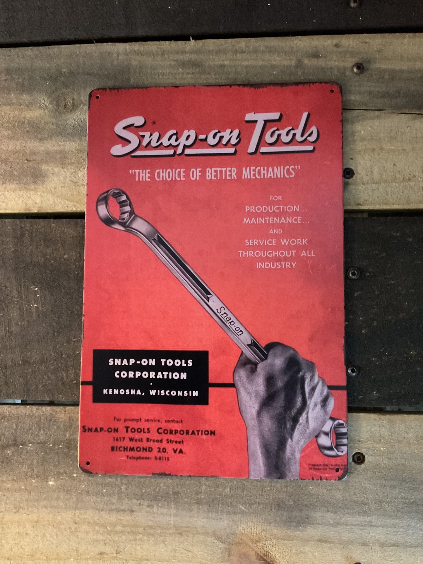 8"x12" Vintage Style Snap On Tools Advertising Sign