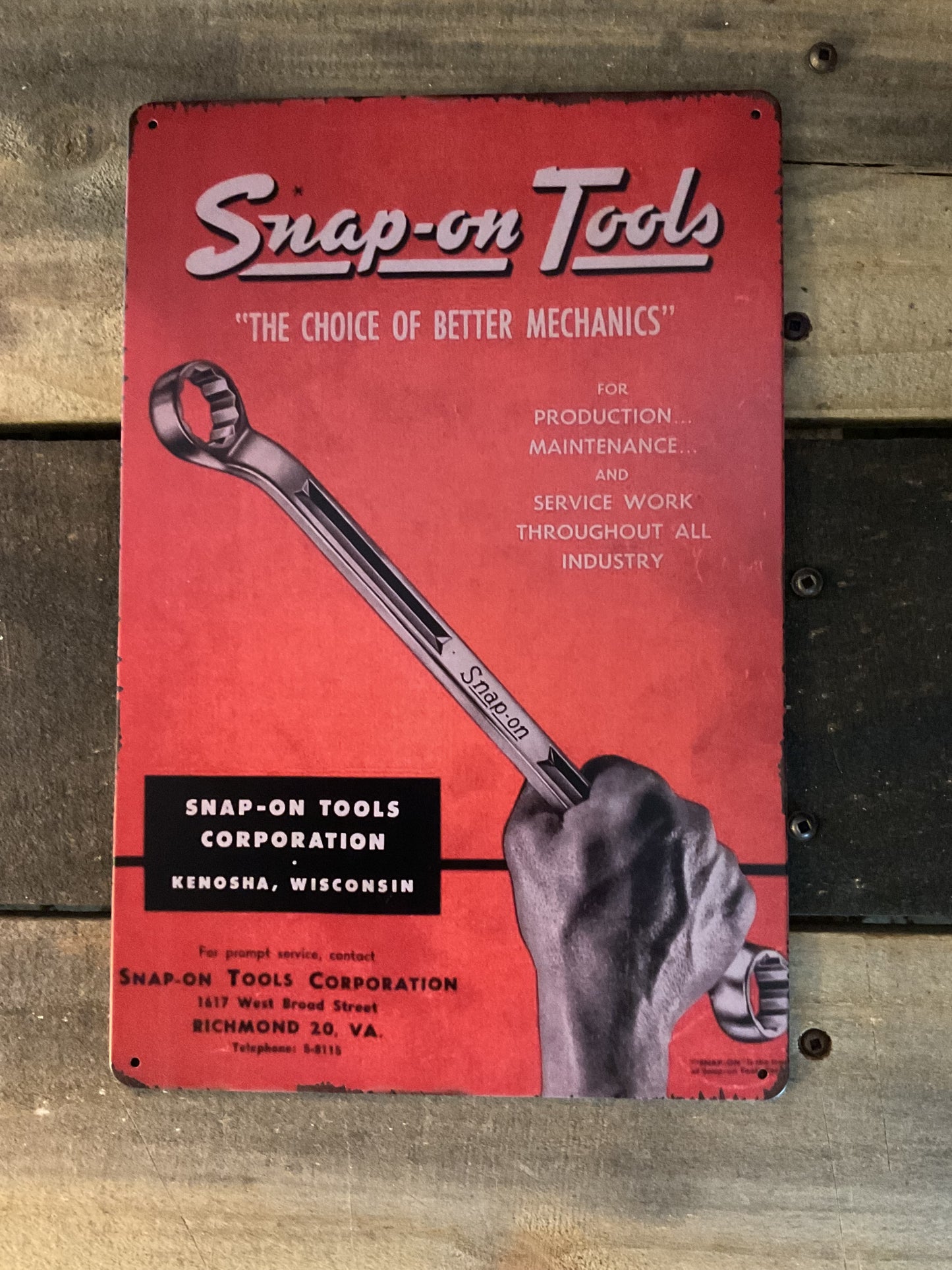 8"x12" Vintage Style Snap On Tools Advertising Sign