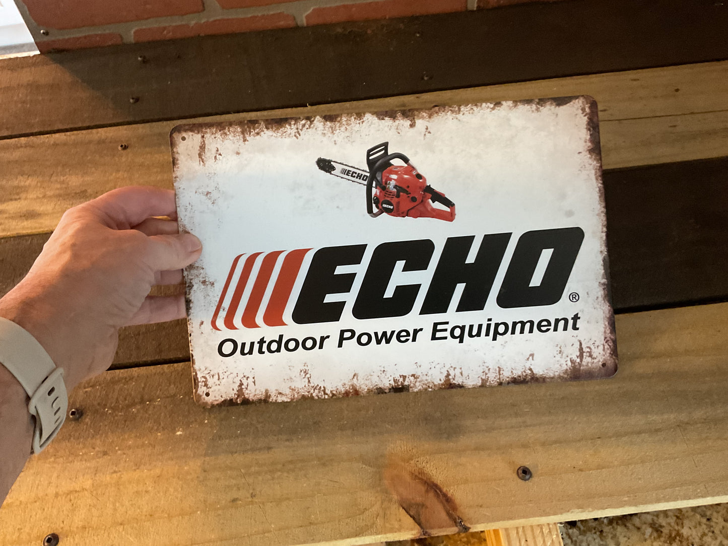 12"x8" Vintage Patina Style ECHO Outdoor Power Equipmant Advertising Sign