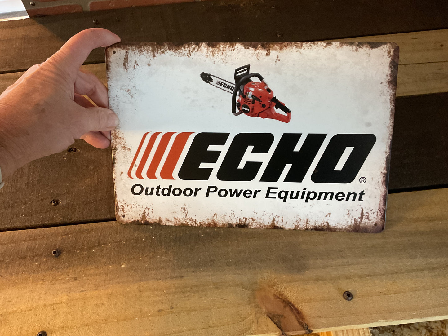 12"x8" Vintage Patina Style ECHO Outdoor Power Equipmant Advertising Sign