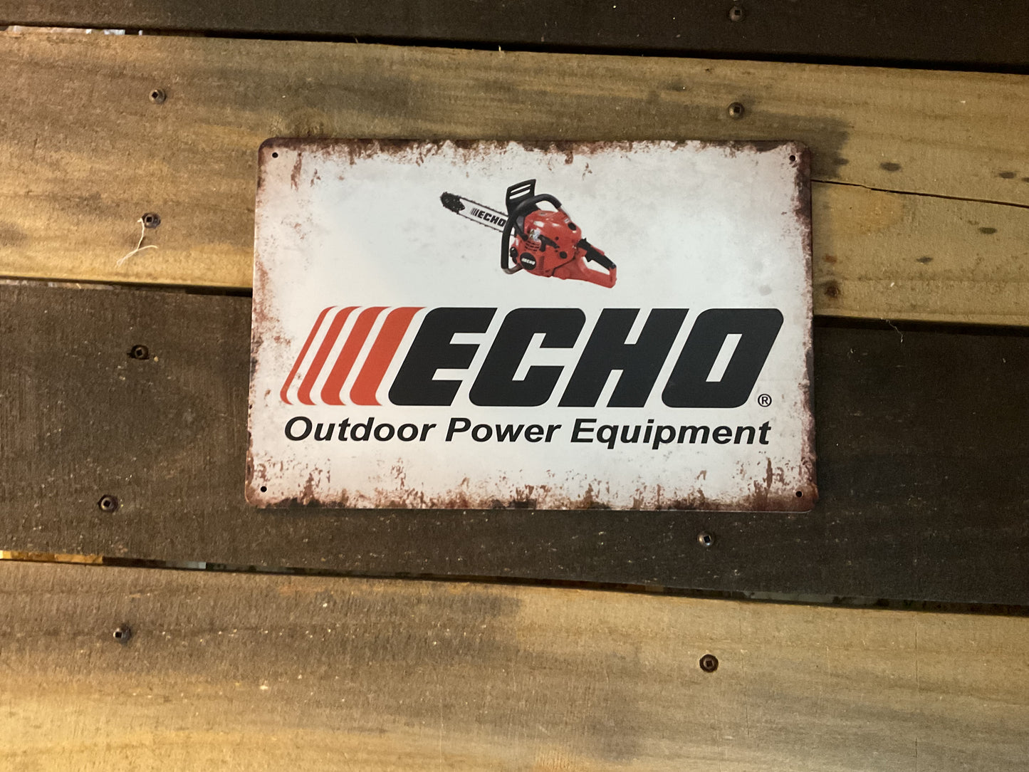 12"x8" Vintage Patina Style ECHO Outdoor Power Equipmant Advertising Sign