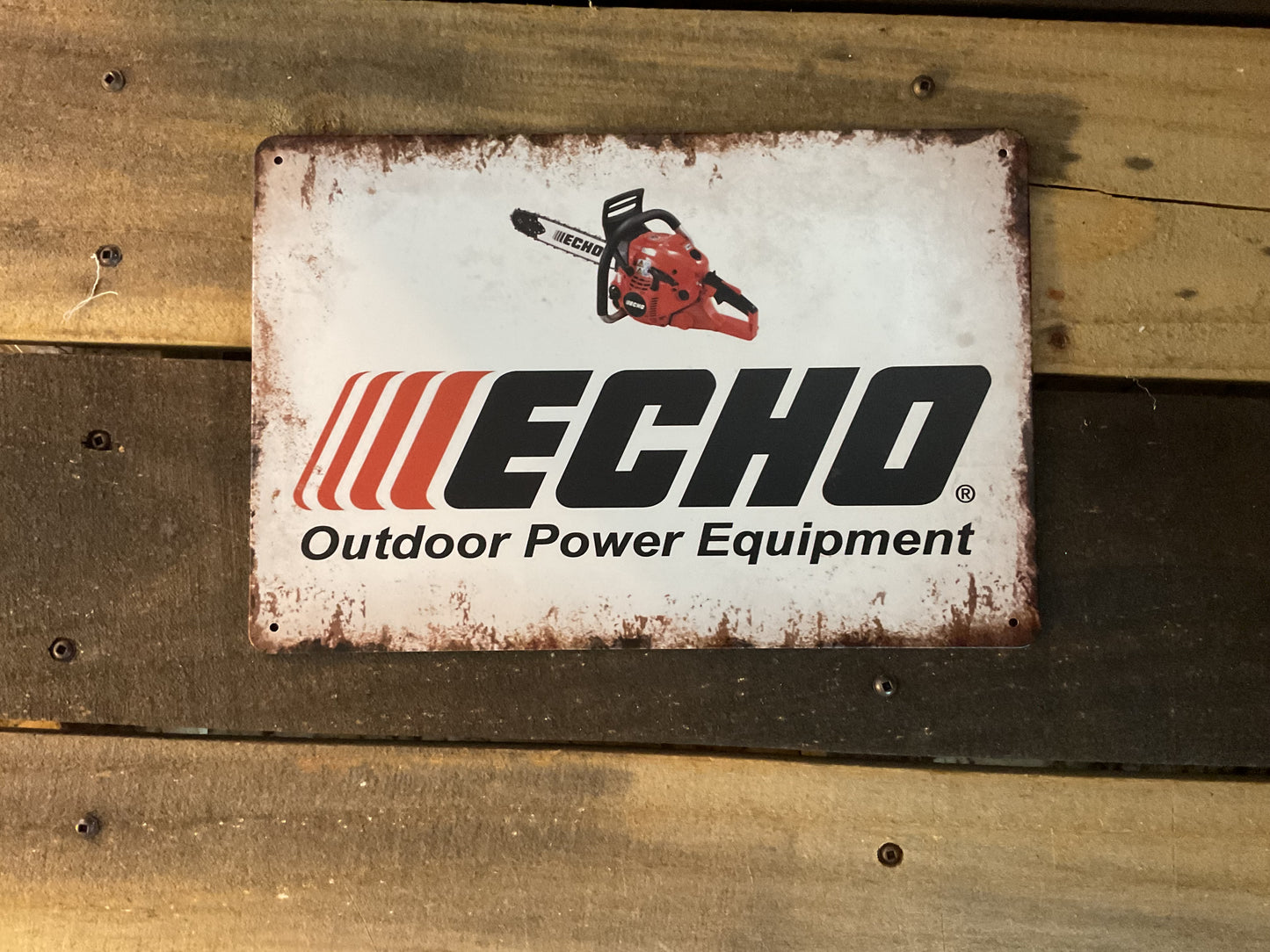 12"x8" Vintage Patina Style ECHO Outdoor Power Equipmant Advertising Sign