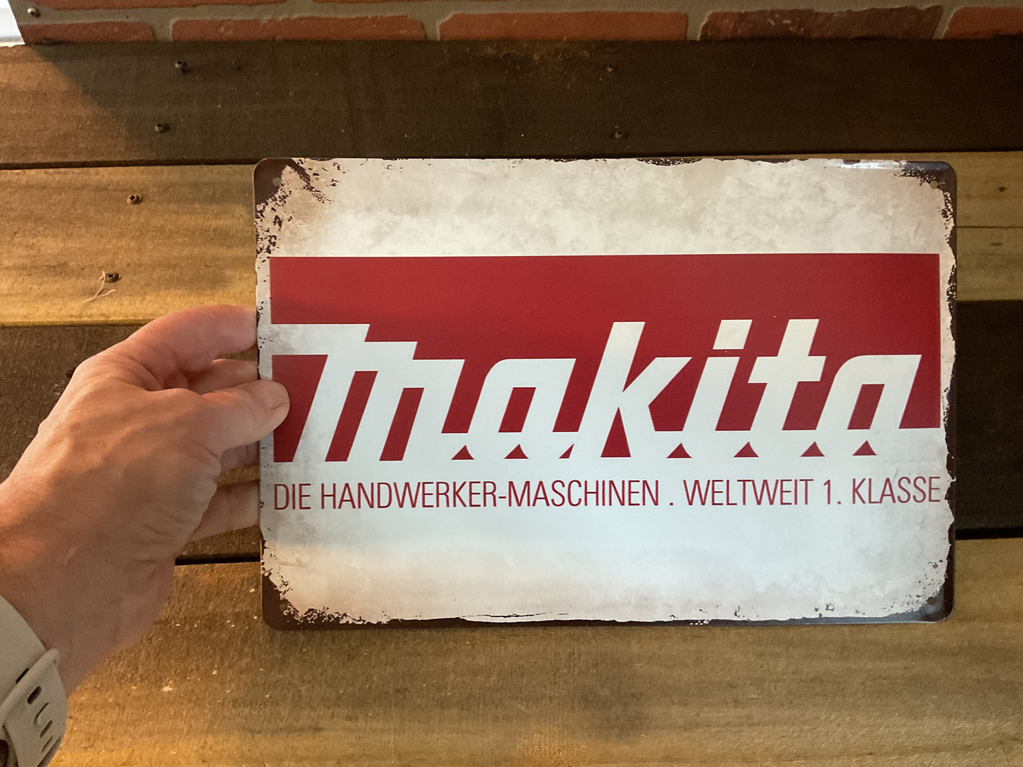 12"x8" Vintage Style Makita "German Style" 2 Tone Advertising Sign