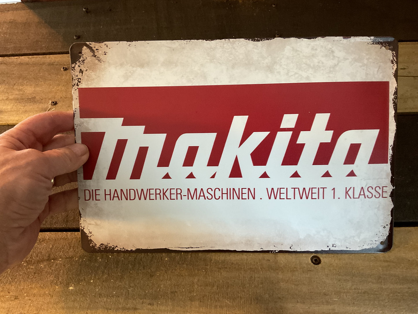 12"x8" Vintage Style Makita "German Style" 2 Tone Advertising Sign