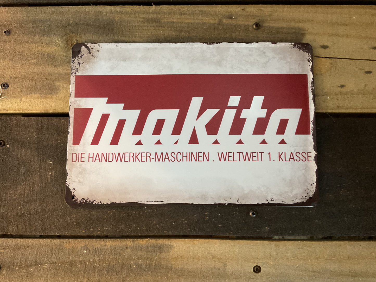 12"x8" Vintage Style Makita "German Style" 2 Tone Advertising Sign
