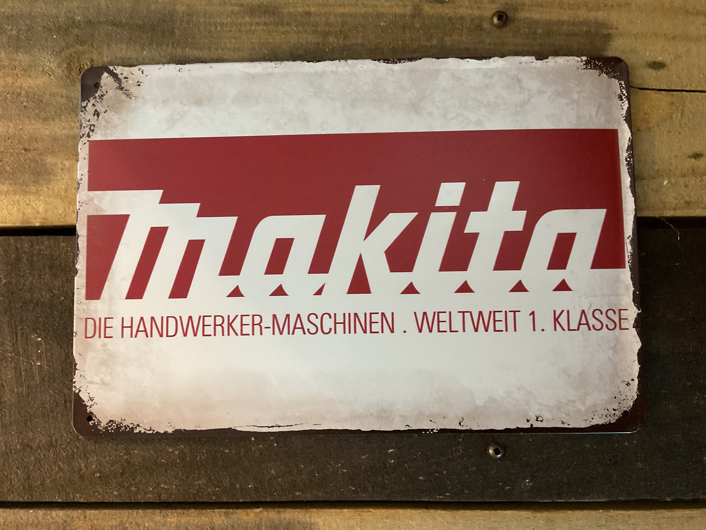 12"x8" Vintage Style Makita "German Style" 2 Tone Advertising Sign