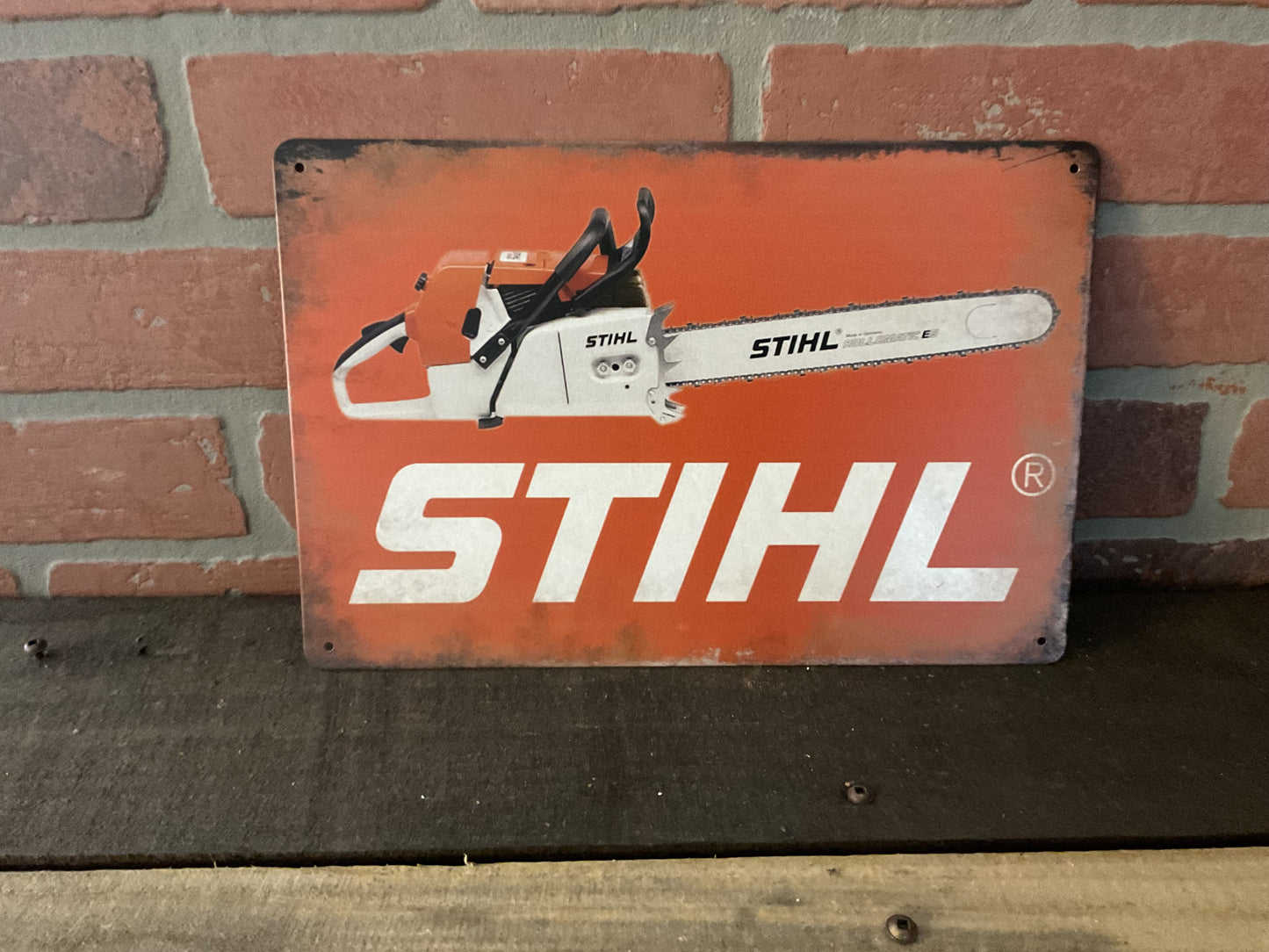 8"X12" Patina Vintage Style Stihl Chainsaws Advertising Sign