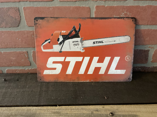 8"X12" Patina Vintage Style Stihl Chainsaws Advertising Sign