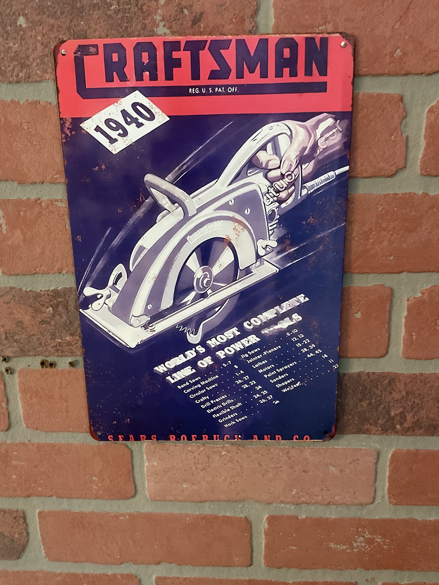 8"x12" Vintage Patina Style Craftsman 1940 Advertising Sign