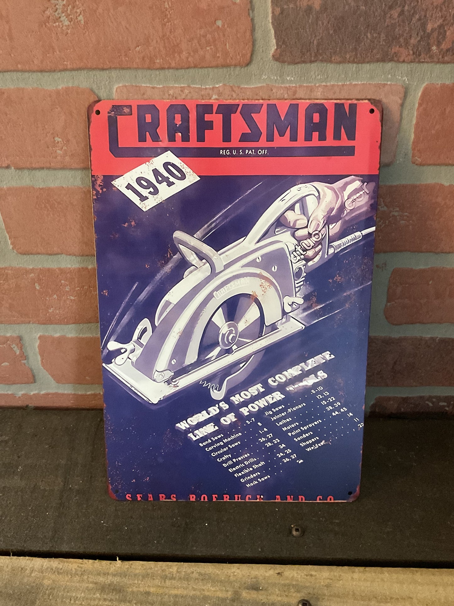 8"x12" Vintage Patina Style Craftsman 1940 Advertising Sign