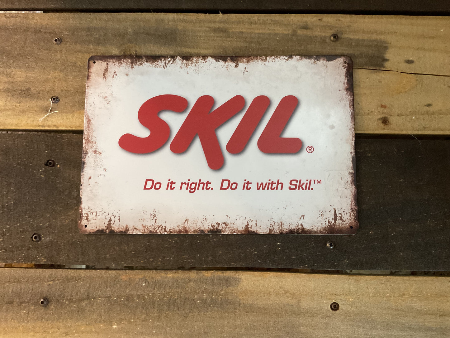 12"x8" Vintage Patina Style Skil "Do it with Skil" Tools Sign