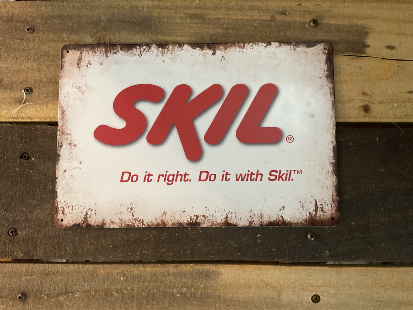 12"x8" Vintage Patina Style Skil "Do it with Skil" Tools Sign