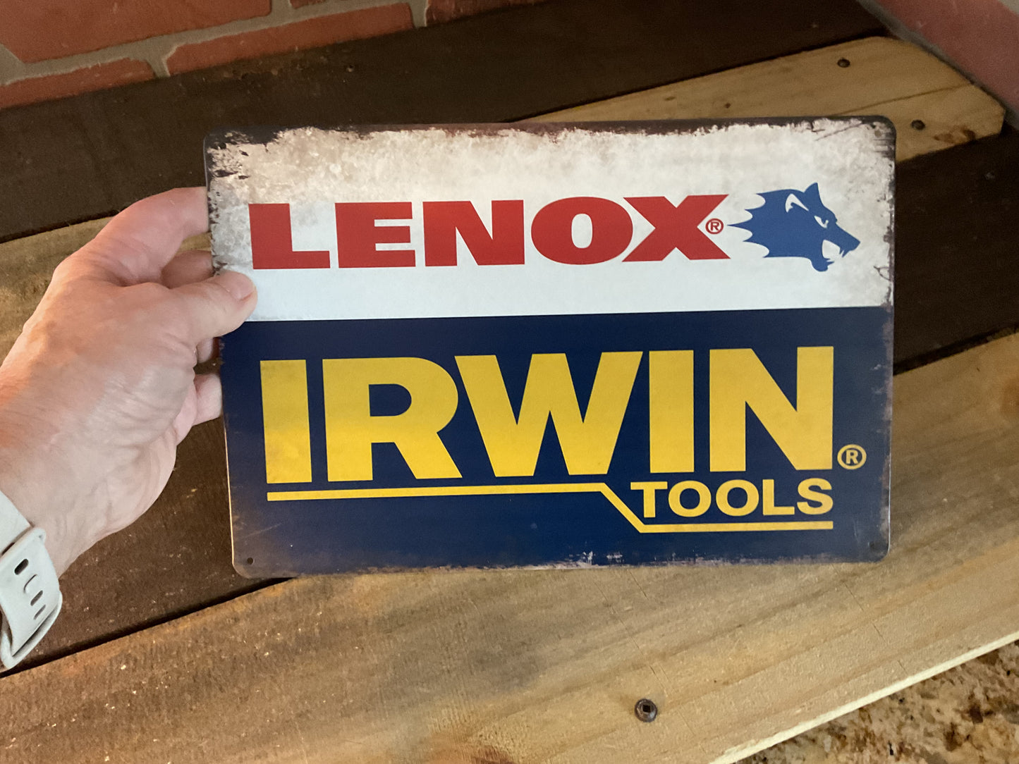 8"X12" Vintage Patina Style Lenox Irwin Tools Advertising Sign