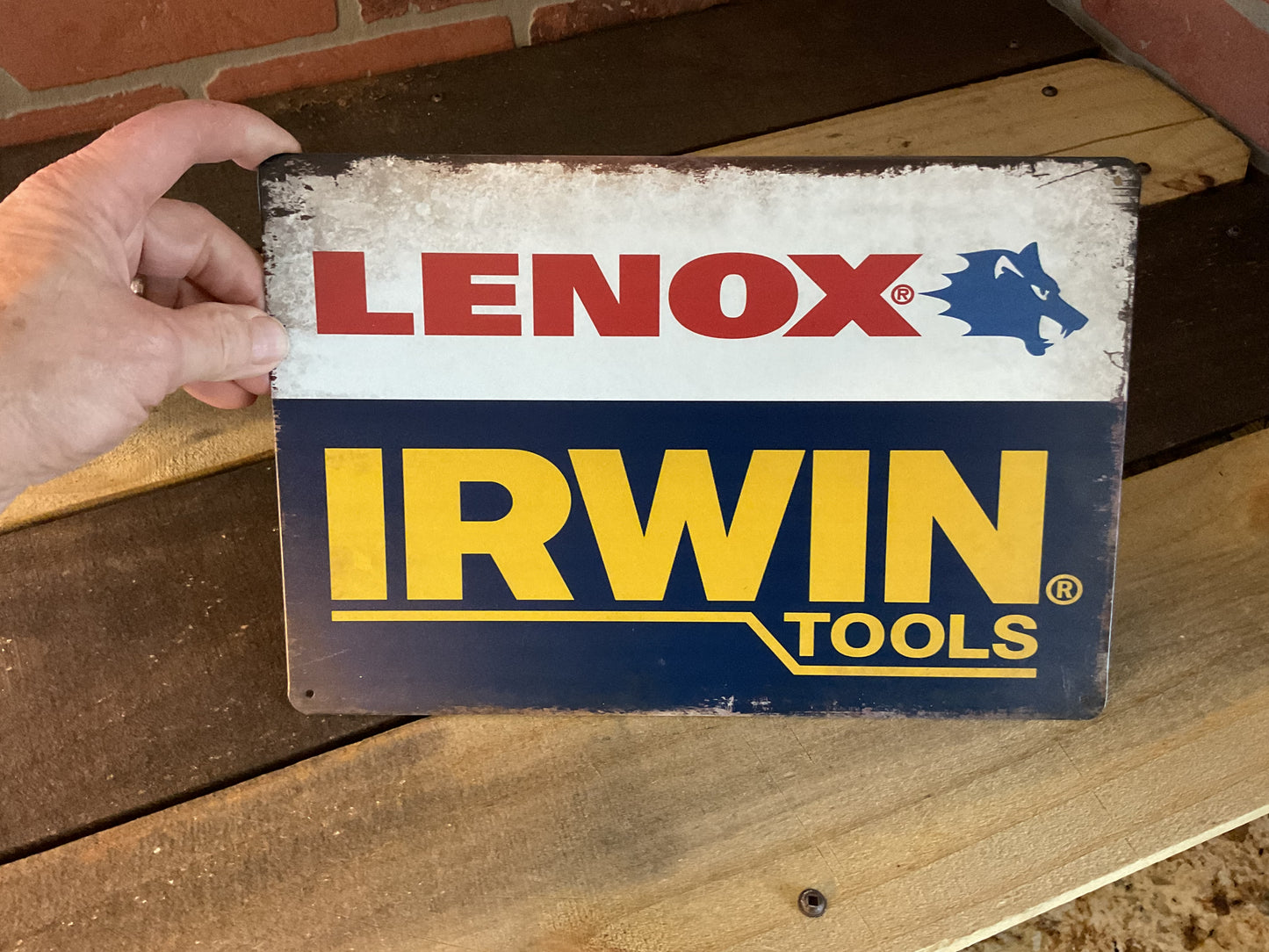 8"X12" Vintage Patina Style Lenox Irwin Tools Advertising Sign