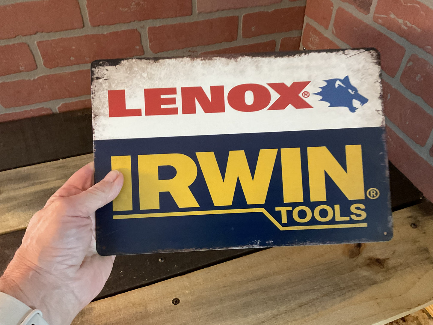 8"X12" Vintage Patina Style Lenox Irwin Tools Advertising Sign