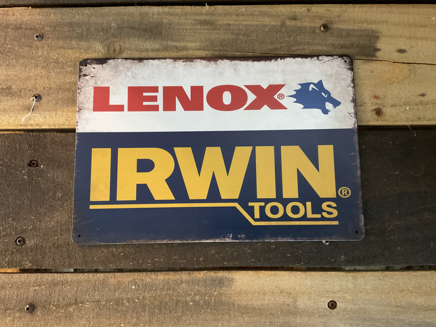 8"X12" Vintage Patina Style Lenox Irwin Tools Advertising Sign