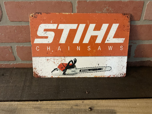 8"X12" Vintage Patina Style 2 Tone Stihl Advertising Sign