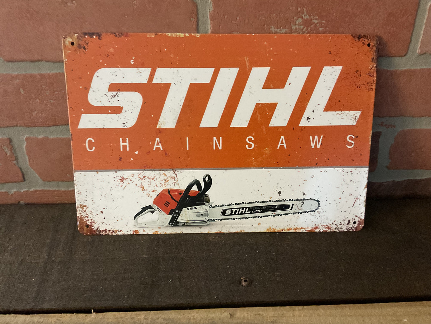 8"X12" Vintage Patina Style 2 Tone Stihl Advertising Sign