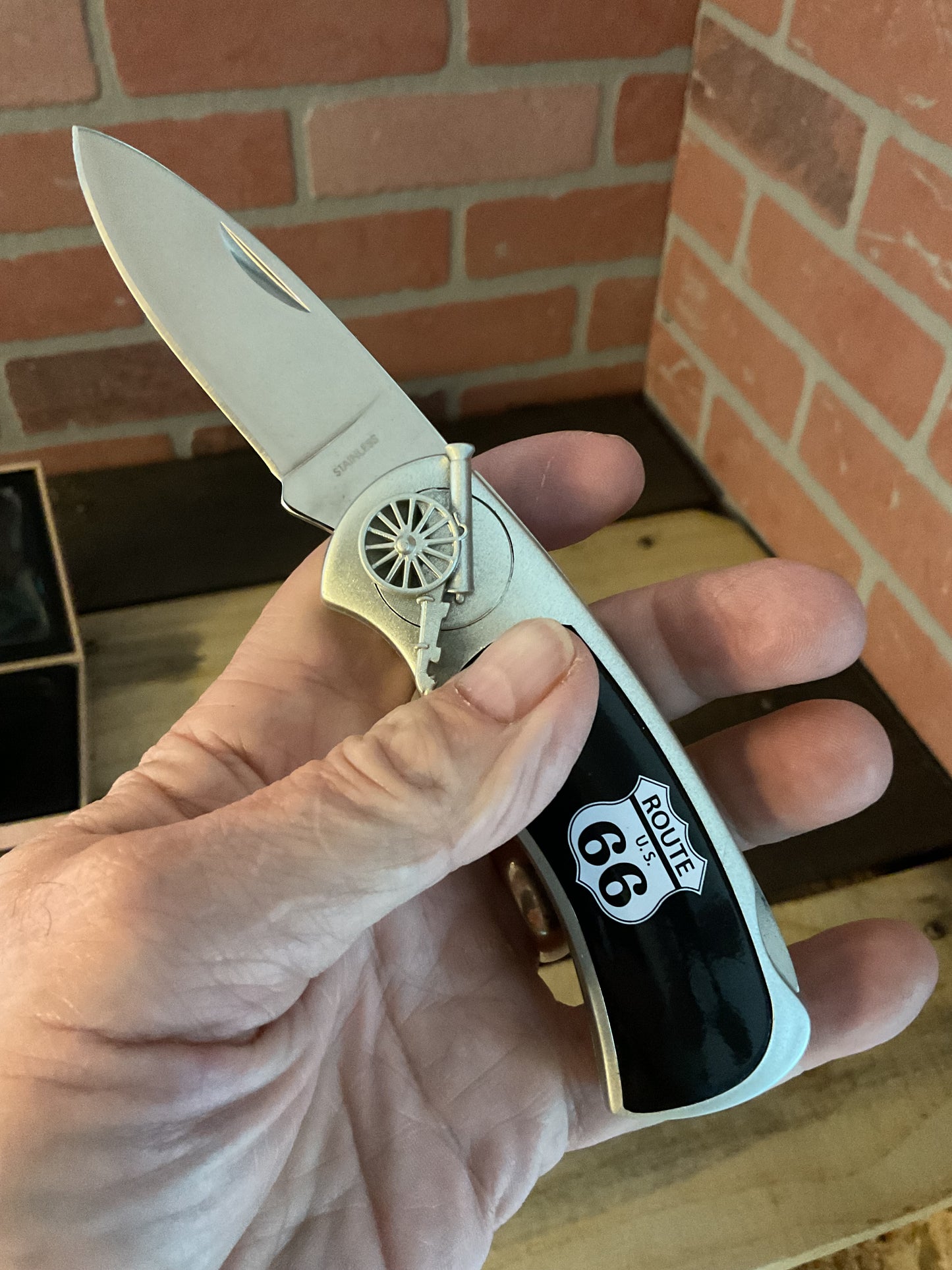 High Quality Black Rt 66 4" Locking Knife & Lighter Box Set Makes a Great Gift!