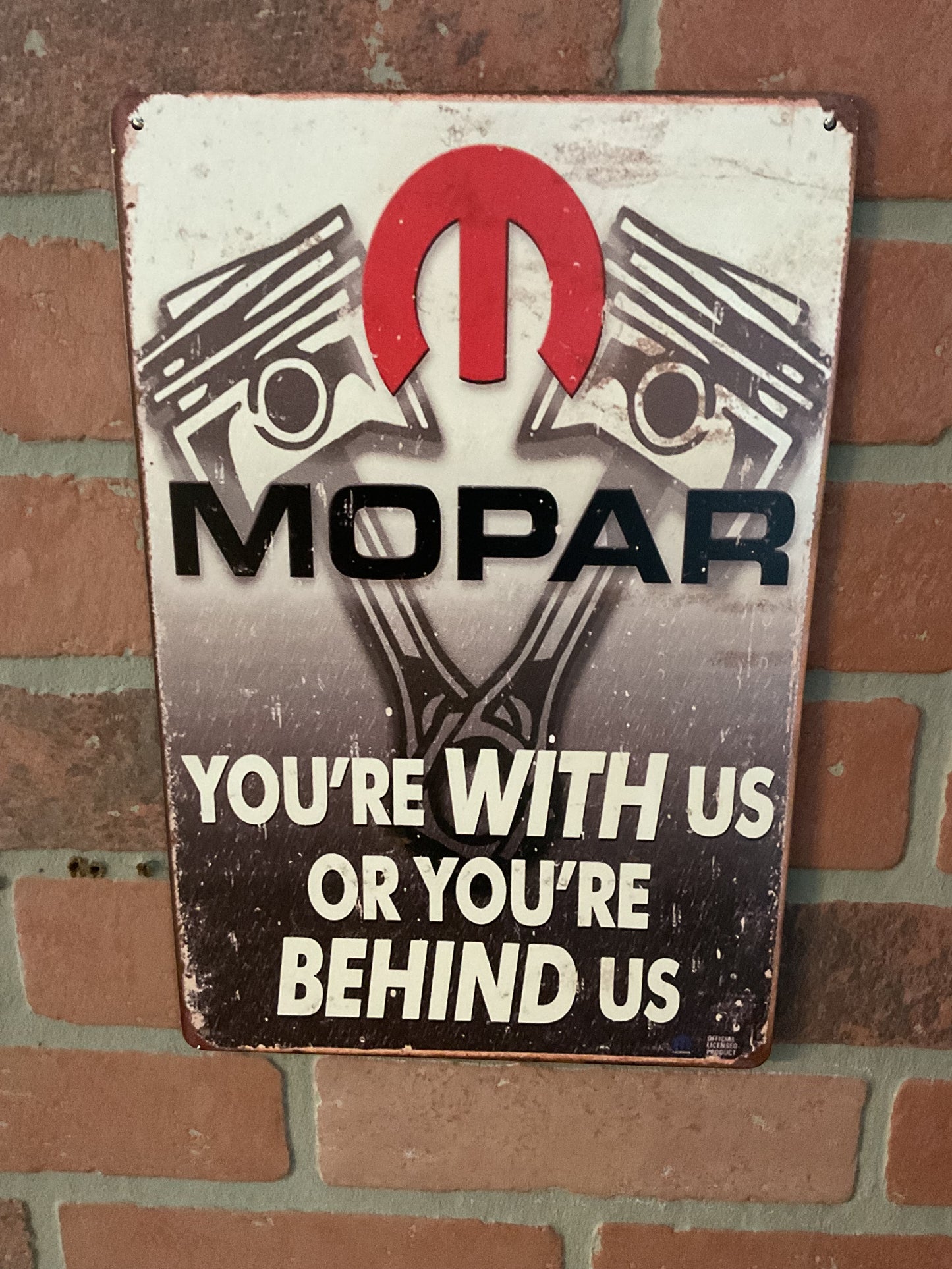 Vintage Style 8"X12" "You're either with us or against us" Tin Mopar Sign