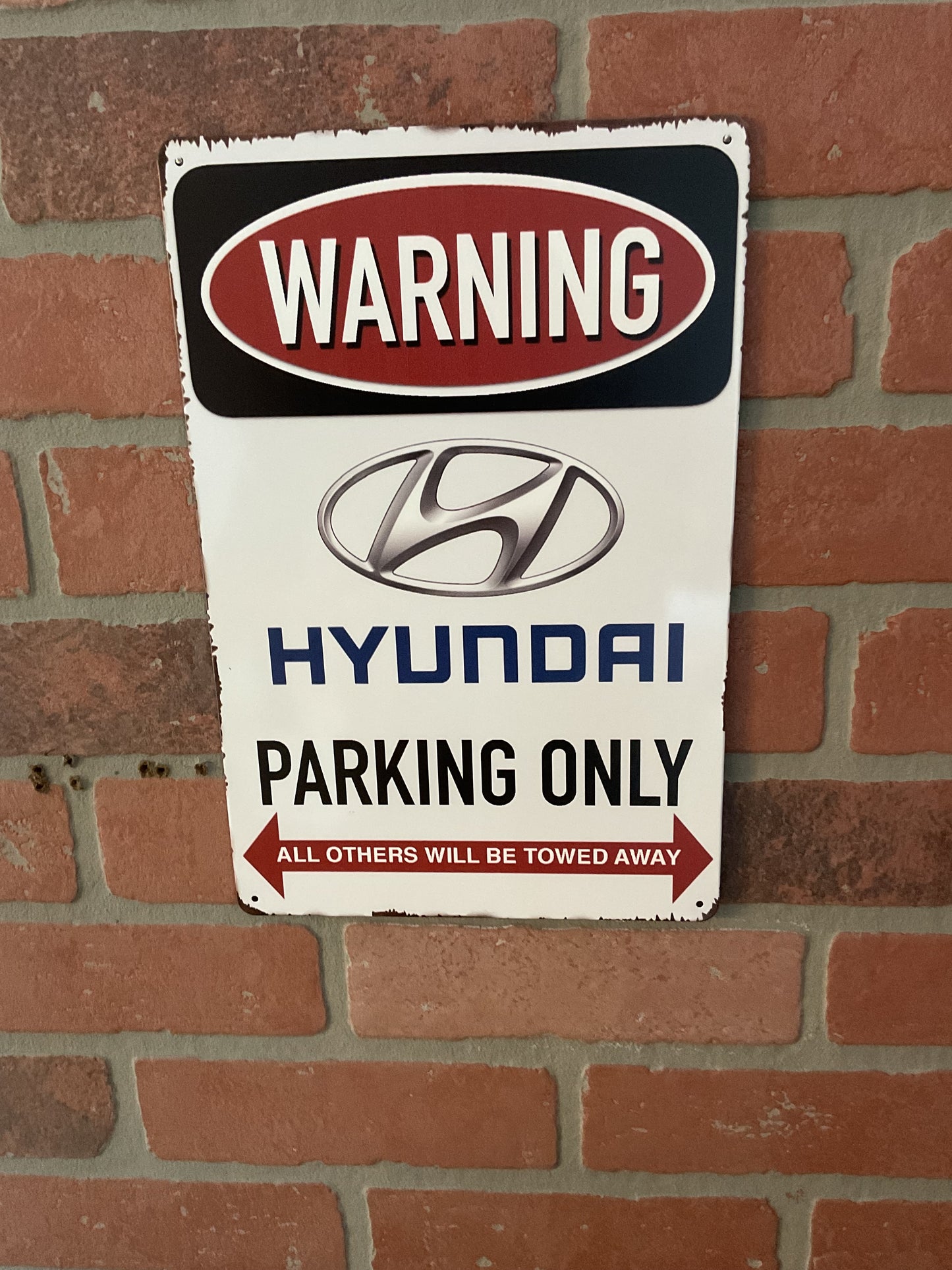 8"X 12" Vintage Patina Style WARNING "Hyundai Parking Only" Sign