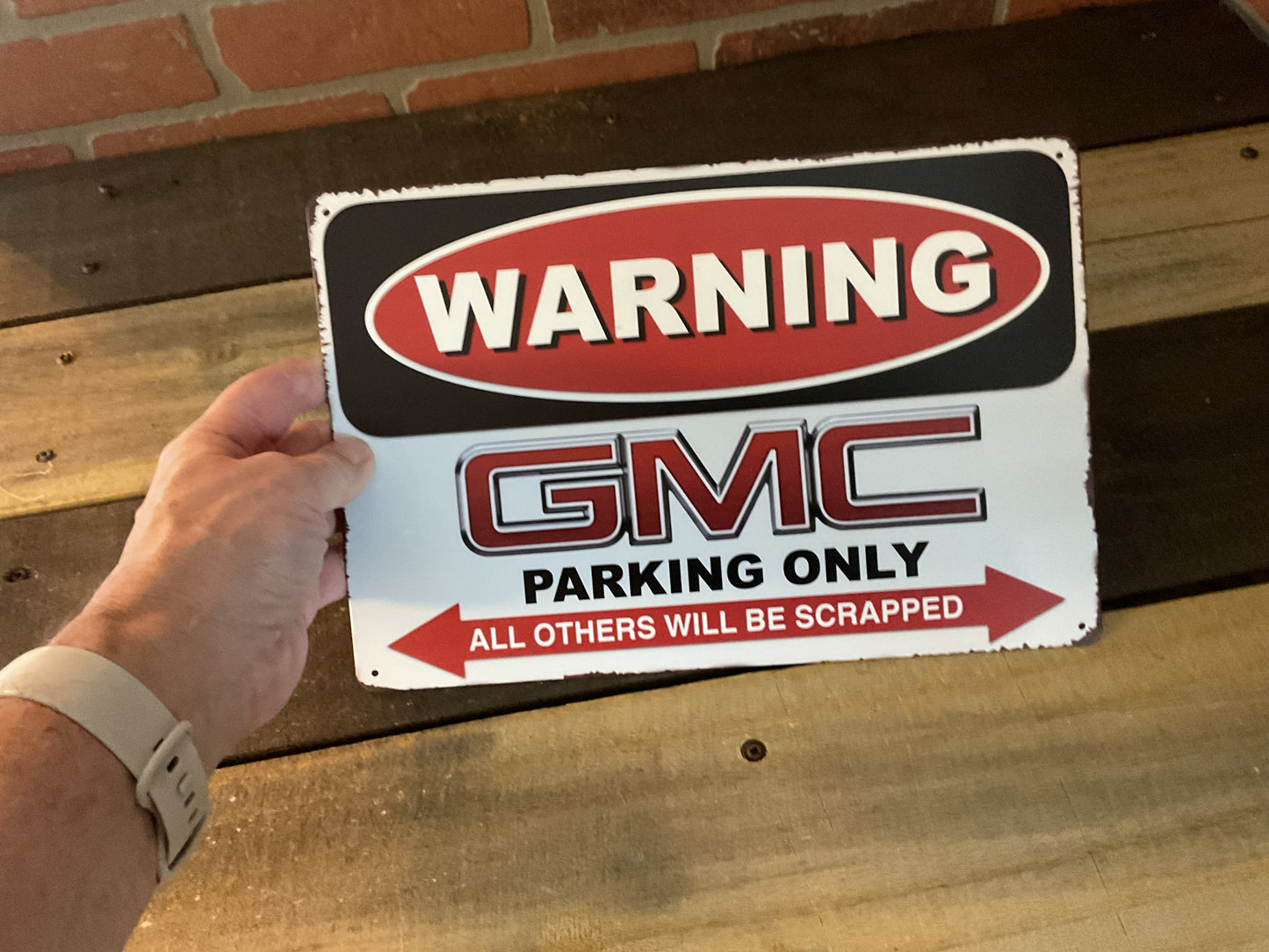 12"x8" Vintage Patina Style Warning "GMC Parking Only" Sign Only