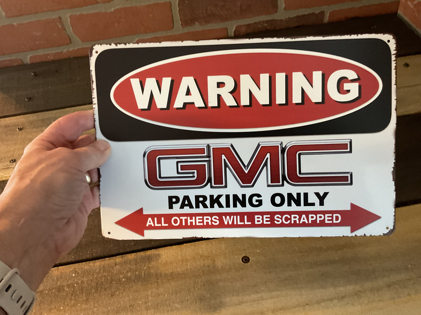 12"x8" Vintage Patina Style Warning "GMC Parking Only" Sign Only