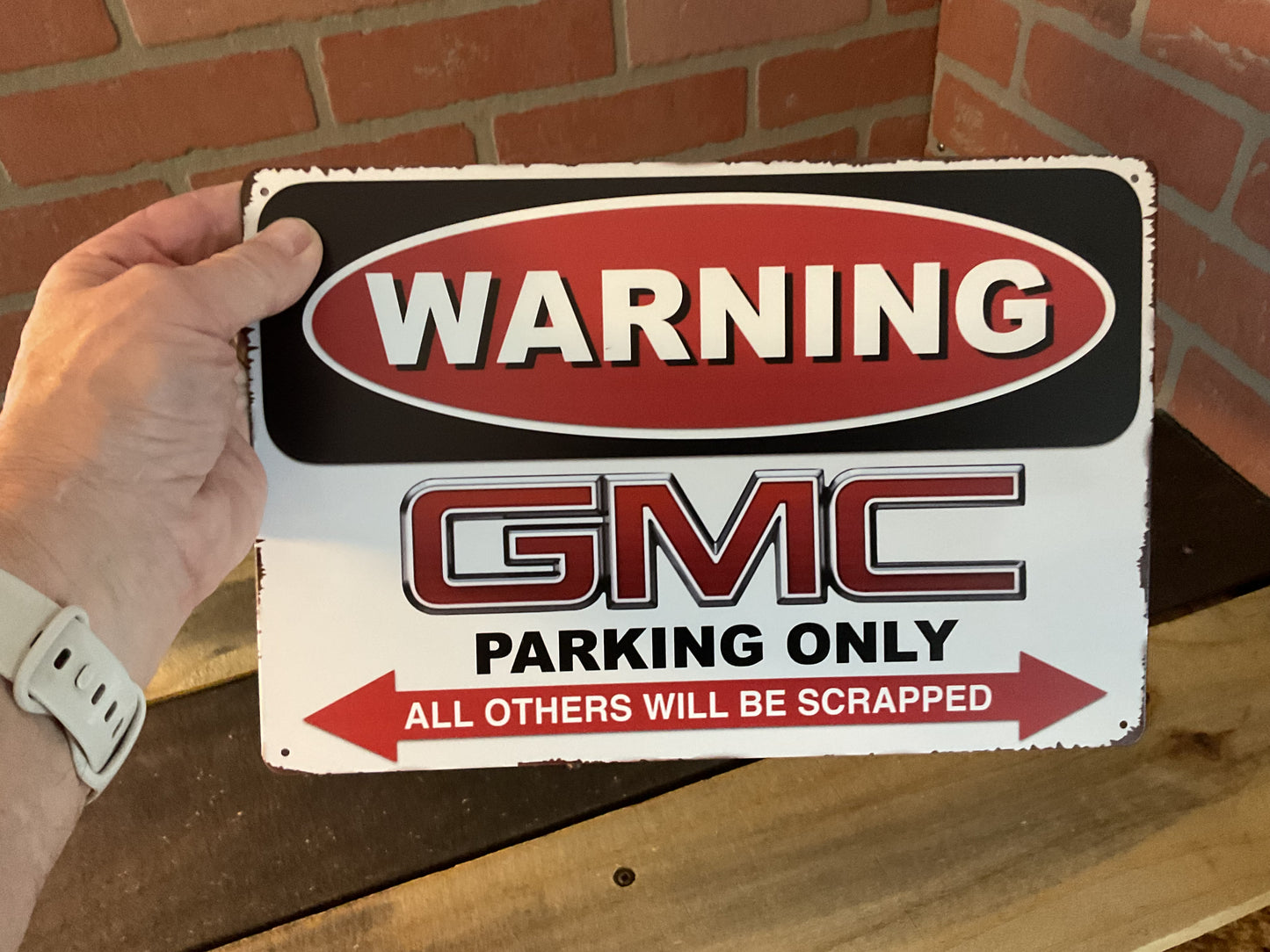 12"x8" Vintage Patina Style Warning "GMC Parking Only" Sign Only