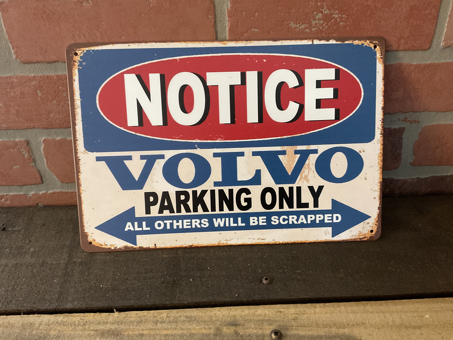 8x10" Vintage Patina Style "Volvo Parking Only" Sign
