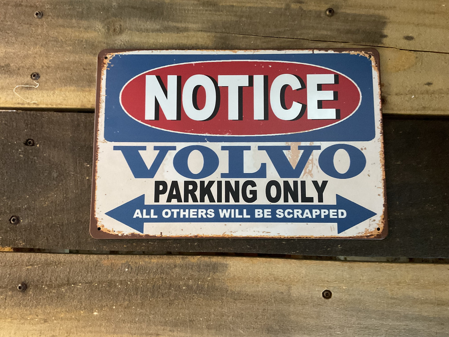 8x10" Vintage Patina Style "Volvo Parking Only" Sign