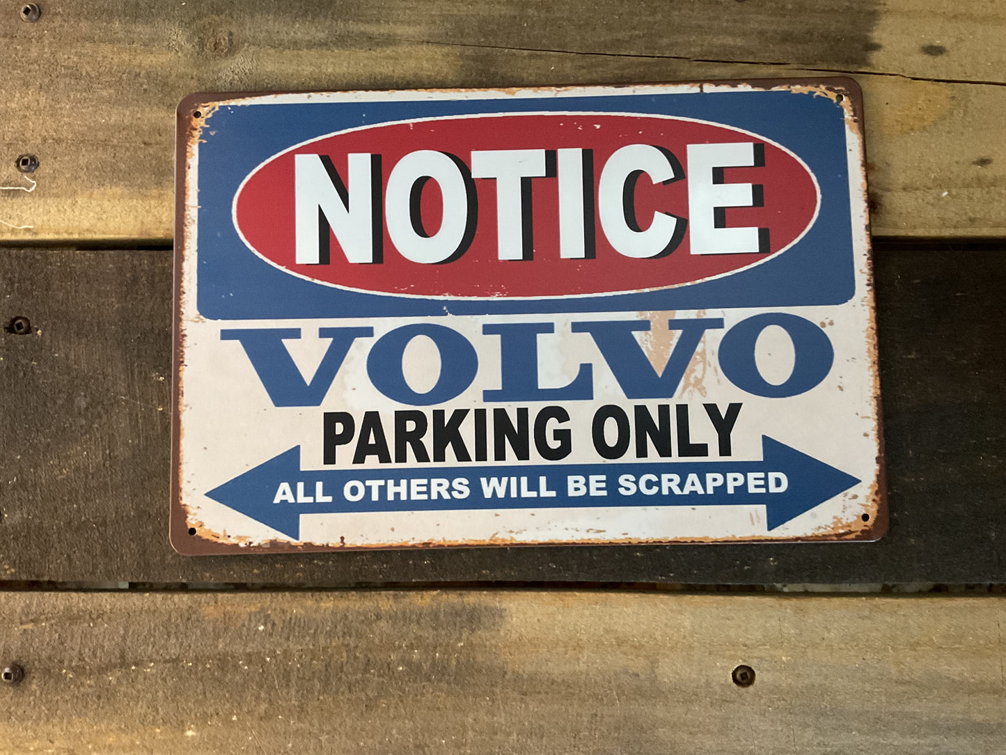 8x10" Vintage Patina Style "Volvo Parking Only" Sign