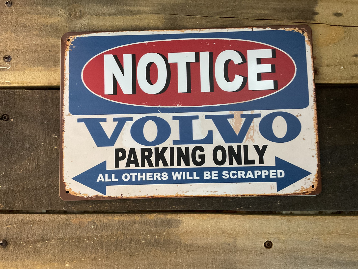 8x10" Vintage Patina Style "Volvo Parking Only" Sign
