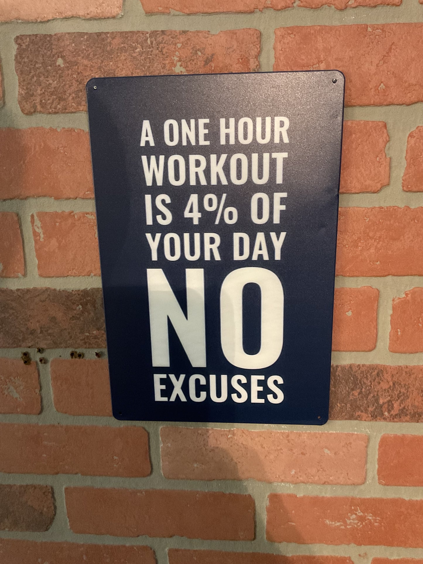 12"X8" Inspirational “One Hour Workout 4% Of Your Day No Excuses” Tin Sign