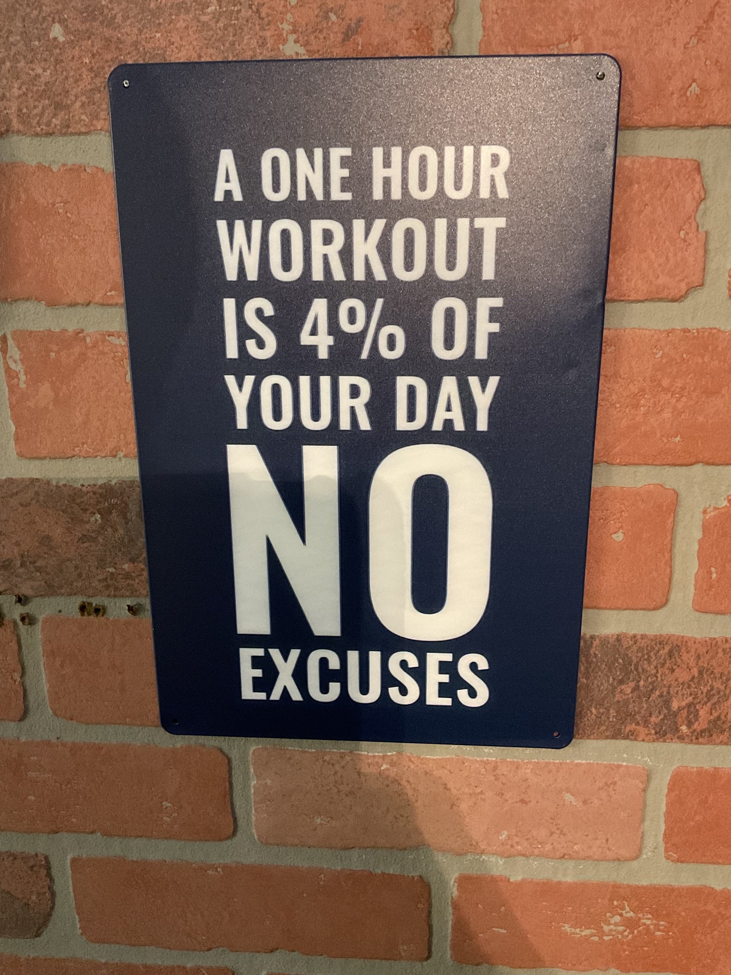 12"X8" Inspirational “One Hour Workout 4% Of Your Day No Excuses” Tin Sign
