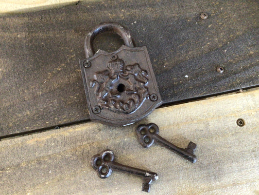 Large Vintage Style Lock & Key Set Prop. Please Read Details