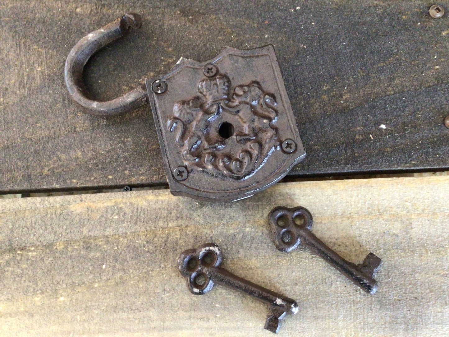 Large Vintage Style Lock & Key Set Prop. Please Read Details