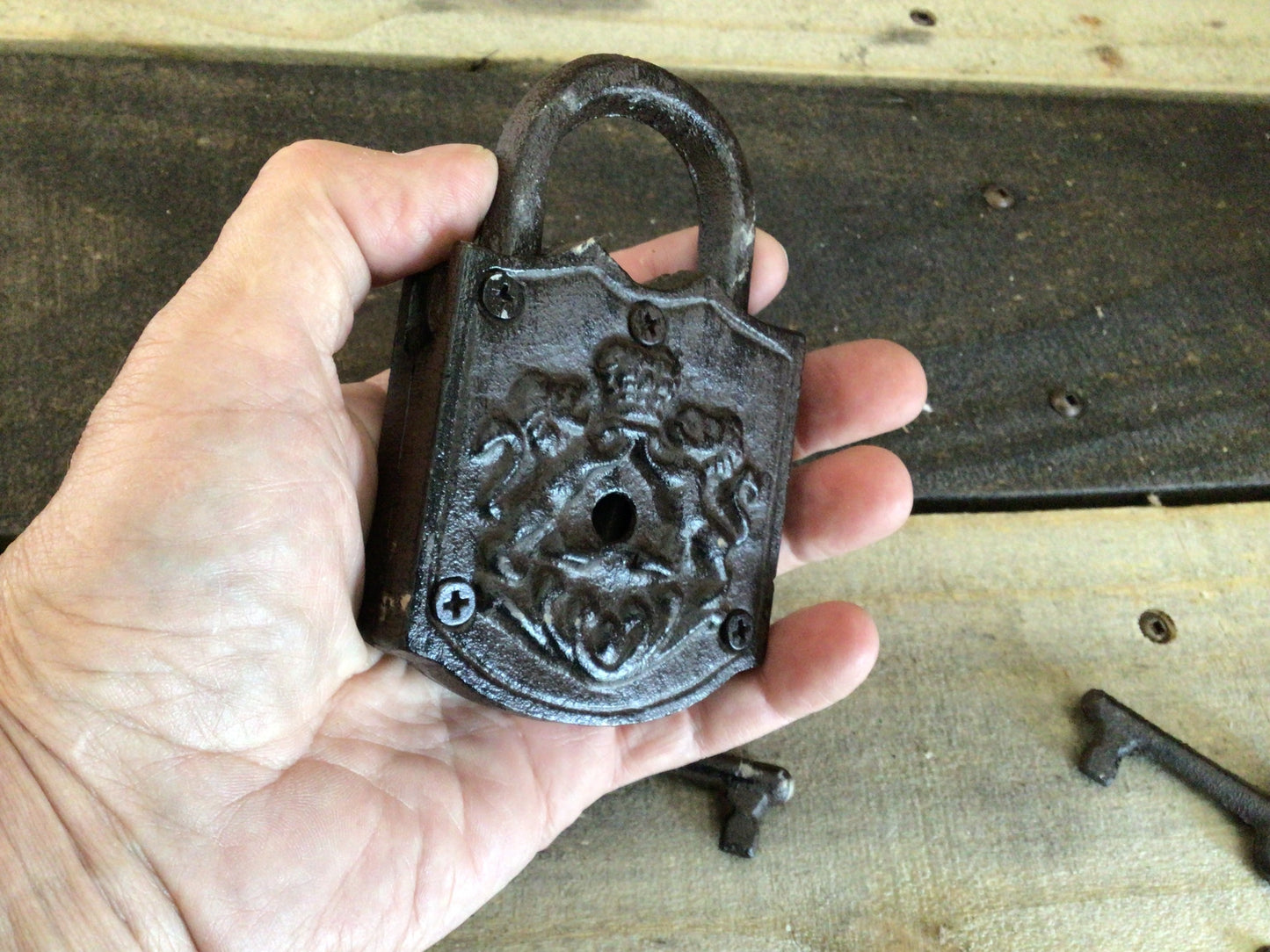 Large Vintage Style Lock & Key Set Prop. Please Read Details