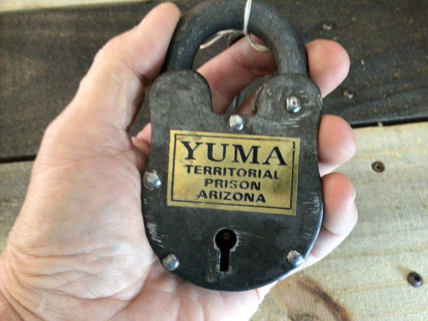 LARGE WORKING Yuma Territorial Prison Cast Iron Lock W/ 2 Keys 4 1/2" X 2 1/2"