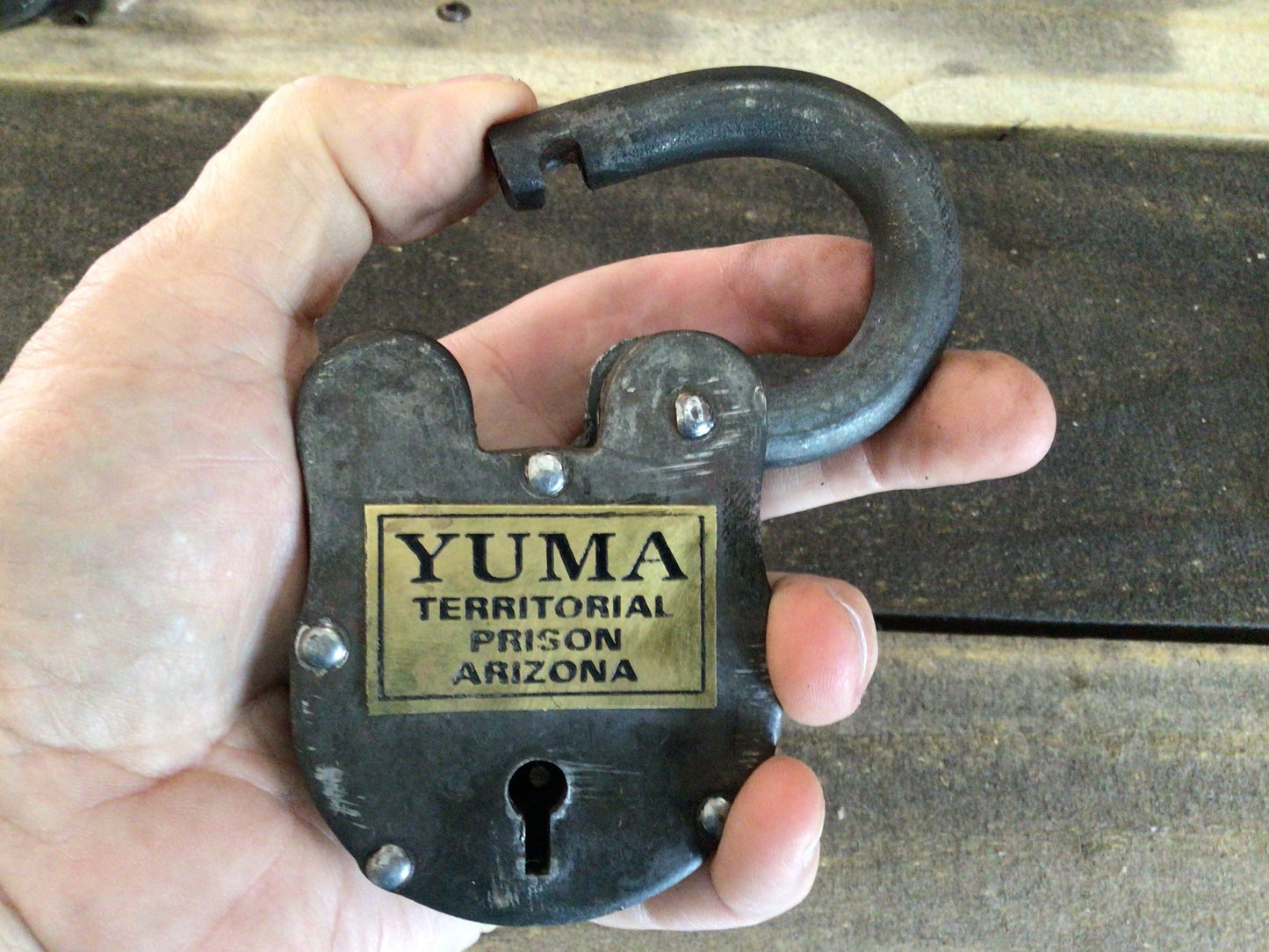 LARGE WORKING Yuma Territorial Prison Cast Iron Lock W/ 2 Keys 4 1/2" X 2 1/2"