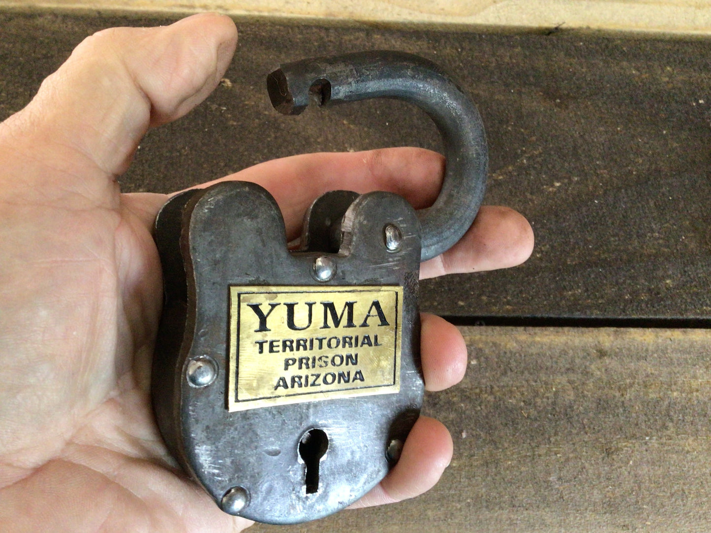 LARGE WORKING Yuma Territorial Prison Cast Iron Lock W/ 2 Keys 4 1/2" X 2 1/2"