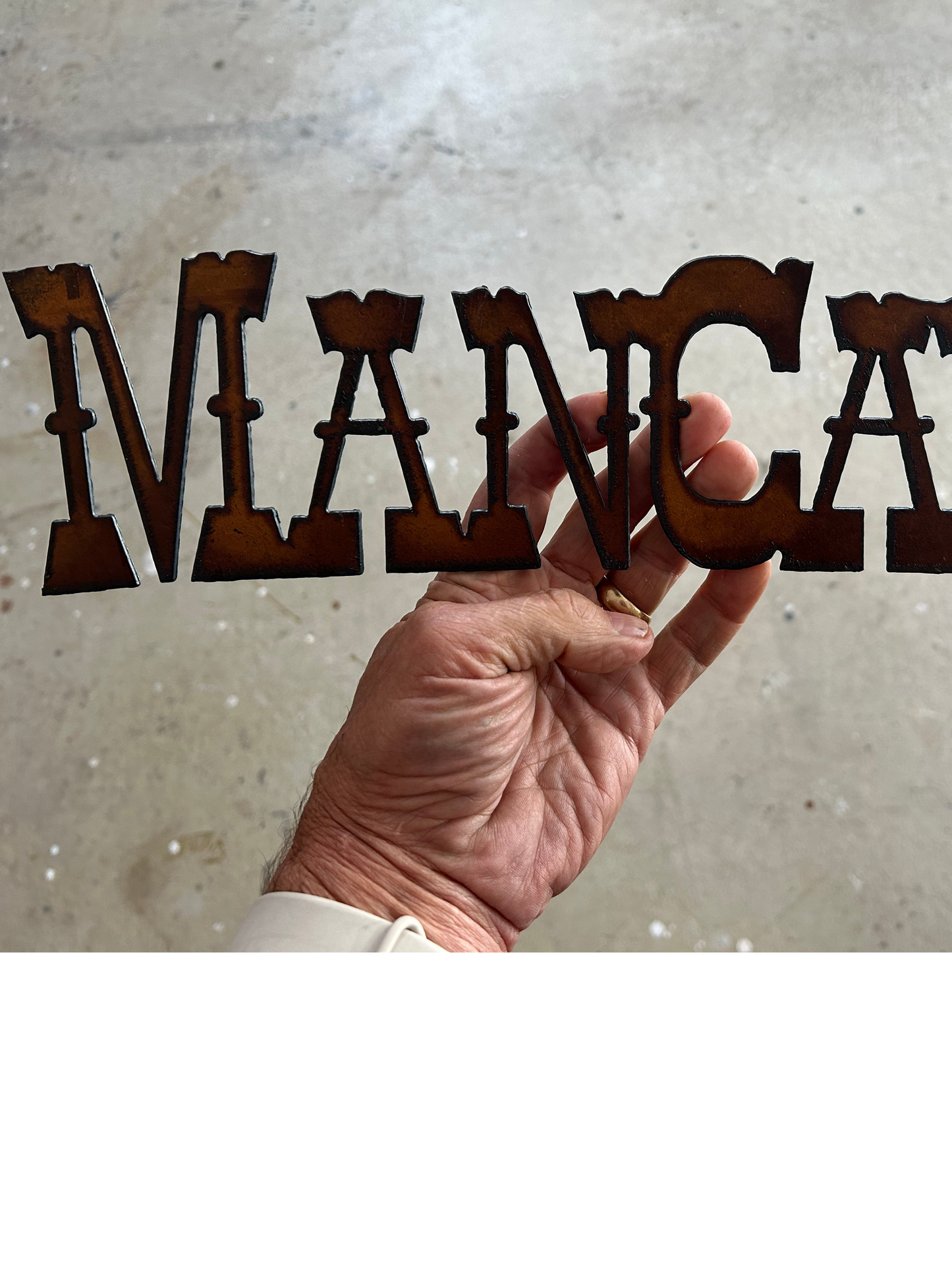Vintage Style 16'x4' Continuous Torch Cut Steel Man Cave Sign Makes a Great Gift