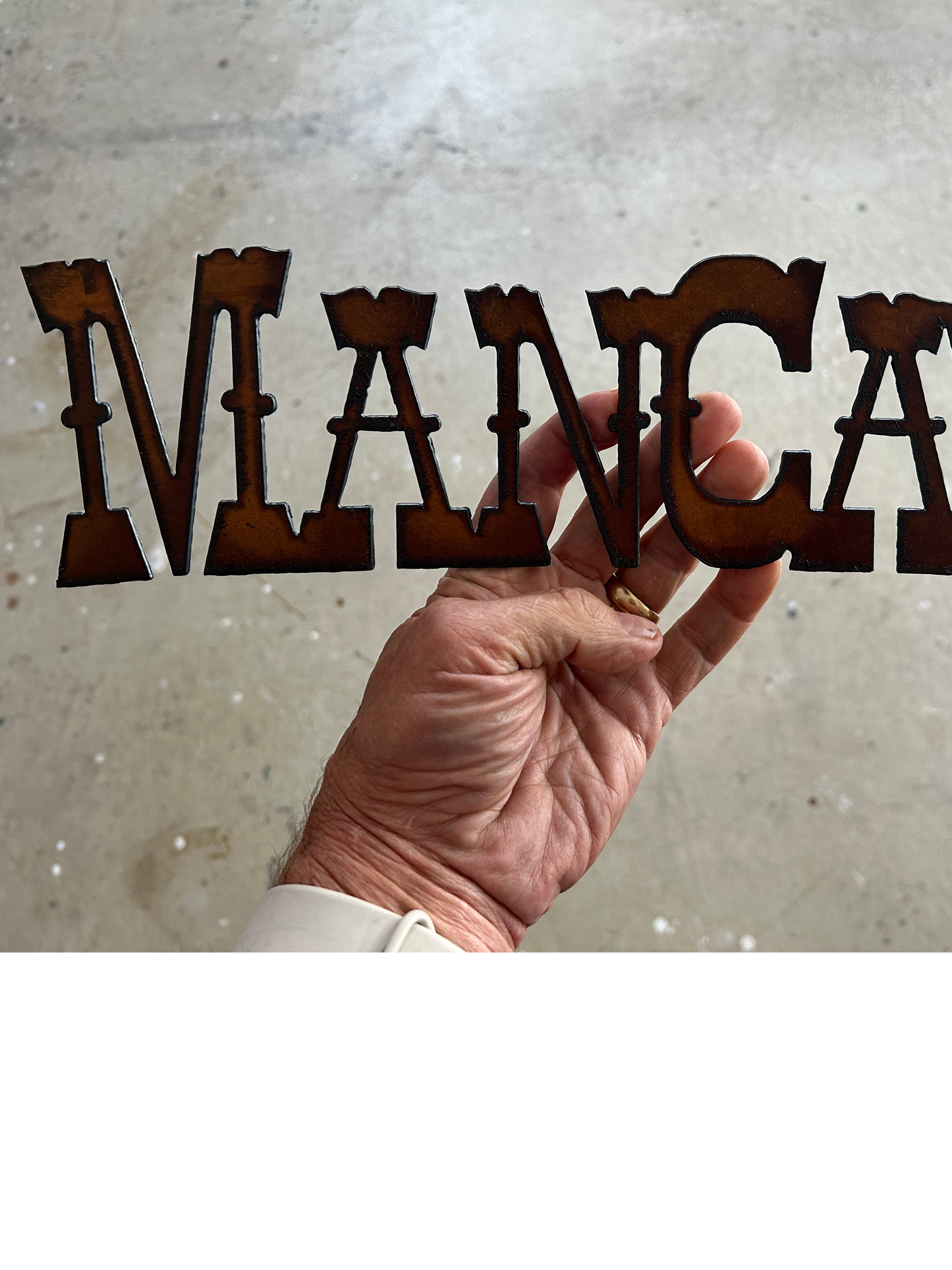 Vintage Style 16'x4' Continuous Torch Cut Steel Man Cave Sign Makes a Great Gift