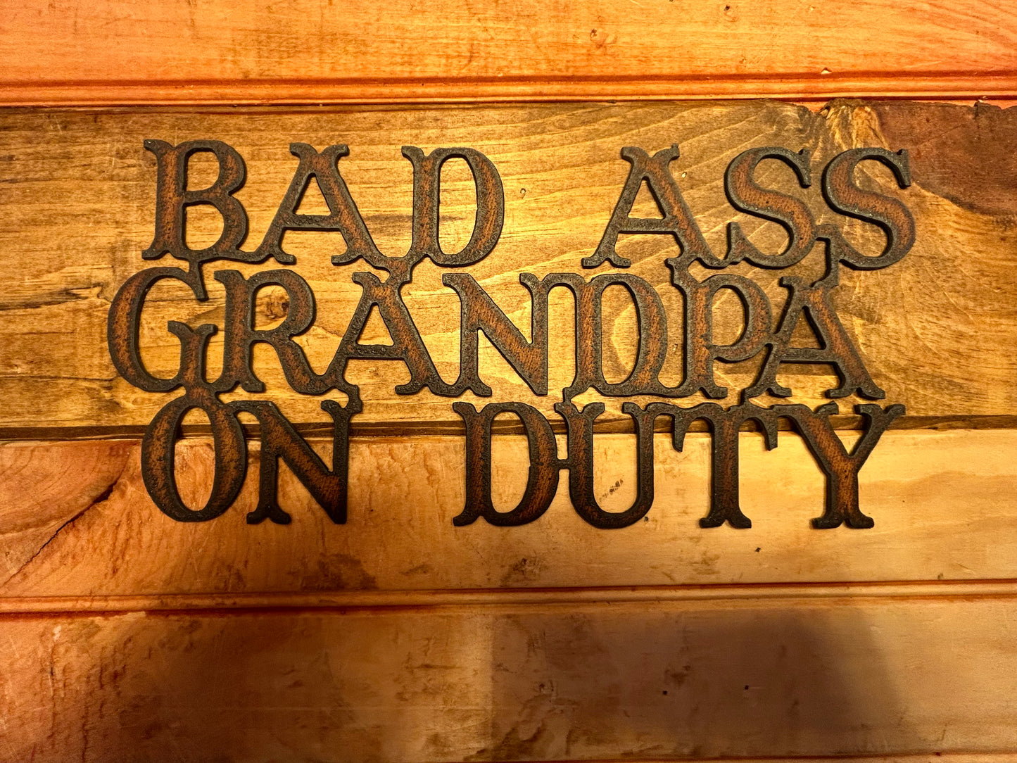 Vintage Style Torch Cut "Badass Grandpa" Sign Made in U.S.A. Make a Great Gift