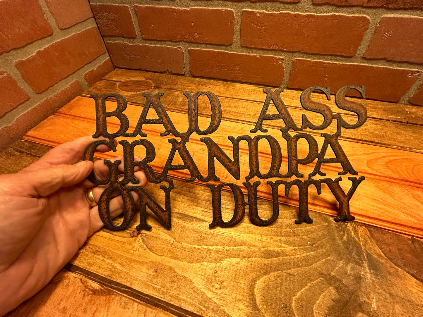 Vintage Style Torch Cut "Badass Grandpa" Sign Made in U.S.A. Make a Great Gift