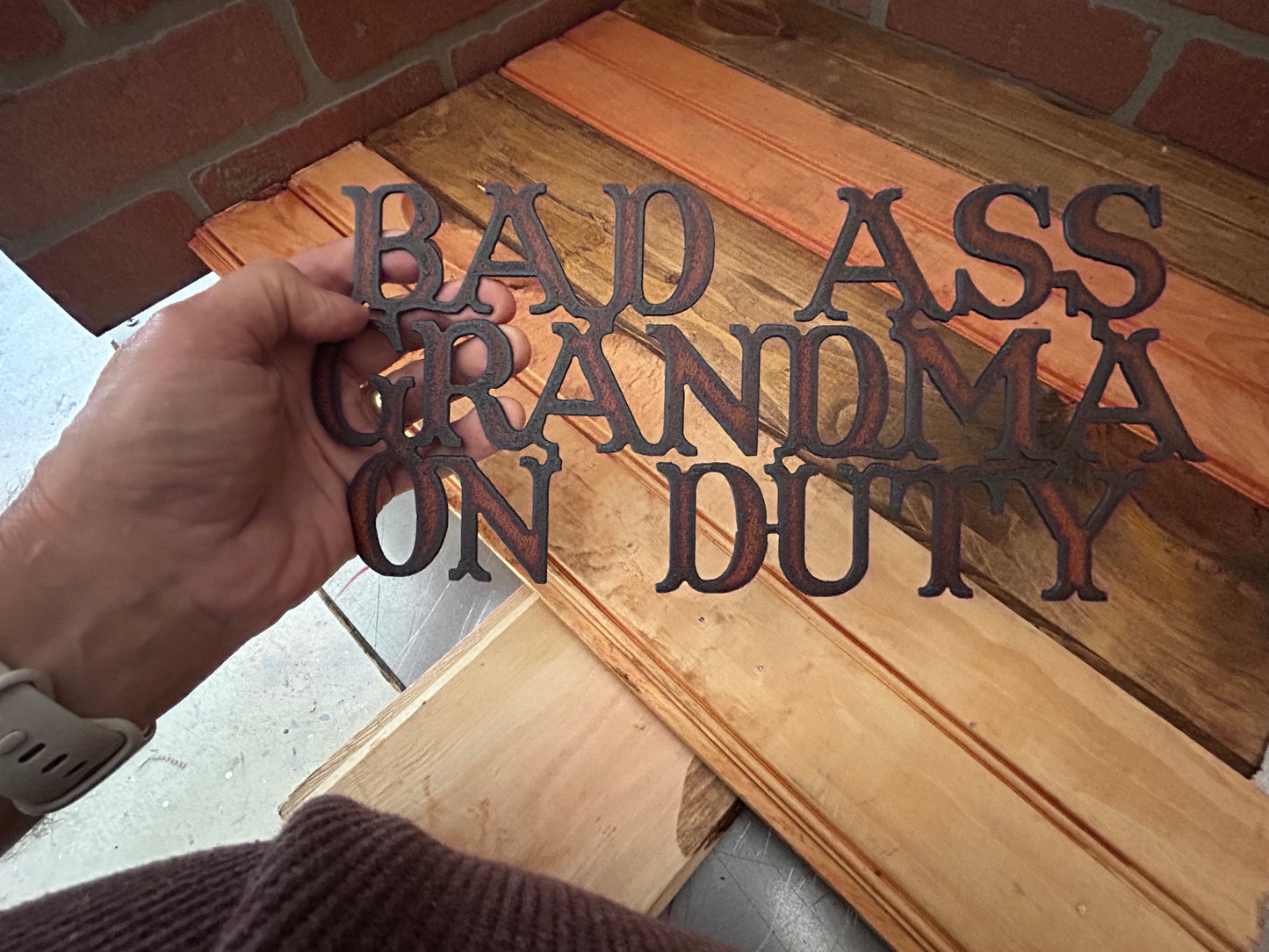 Vintage Style Torch Cut Steel "Badass Grandma Sign" Made in the U.S.A.