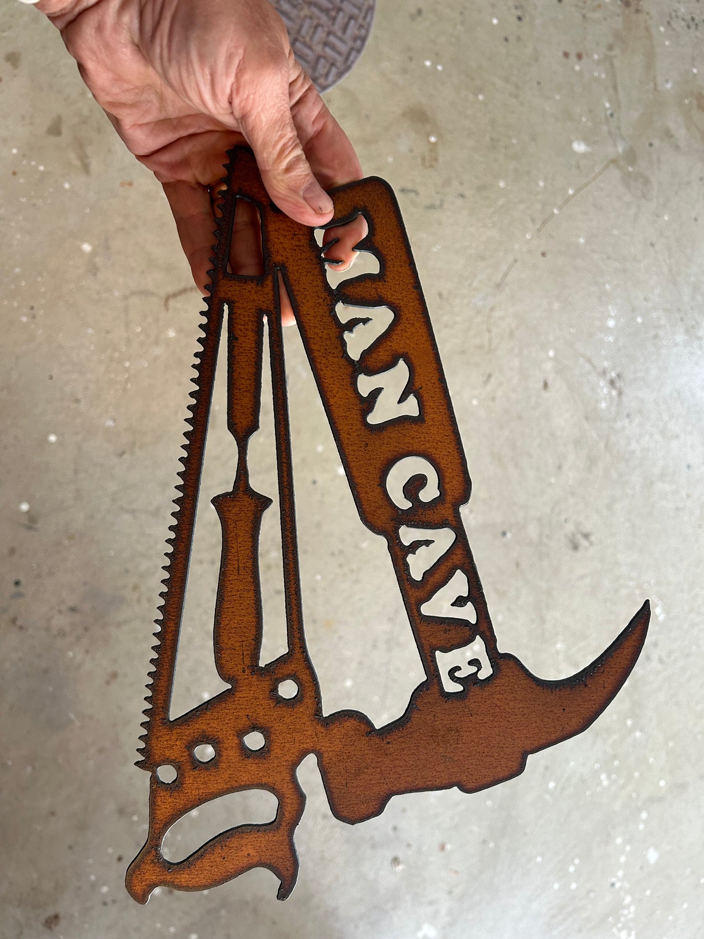 Vintage Style 14"x10" Torch Cut Steel Man Cave Sign Makes a Great Gift!