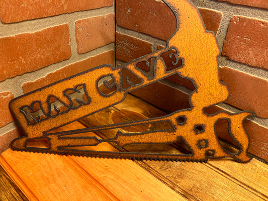 Vintage Style 14"x10" Torch Cut Steel Man Cave Sign Makes a Great Gift!
